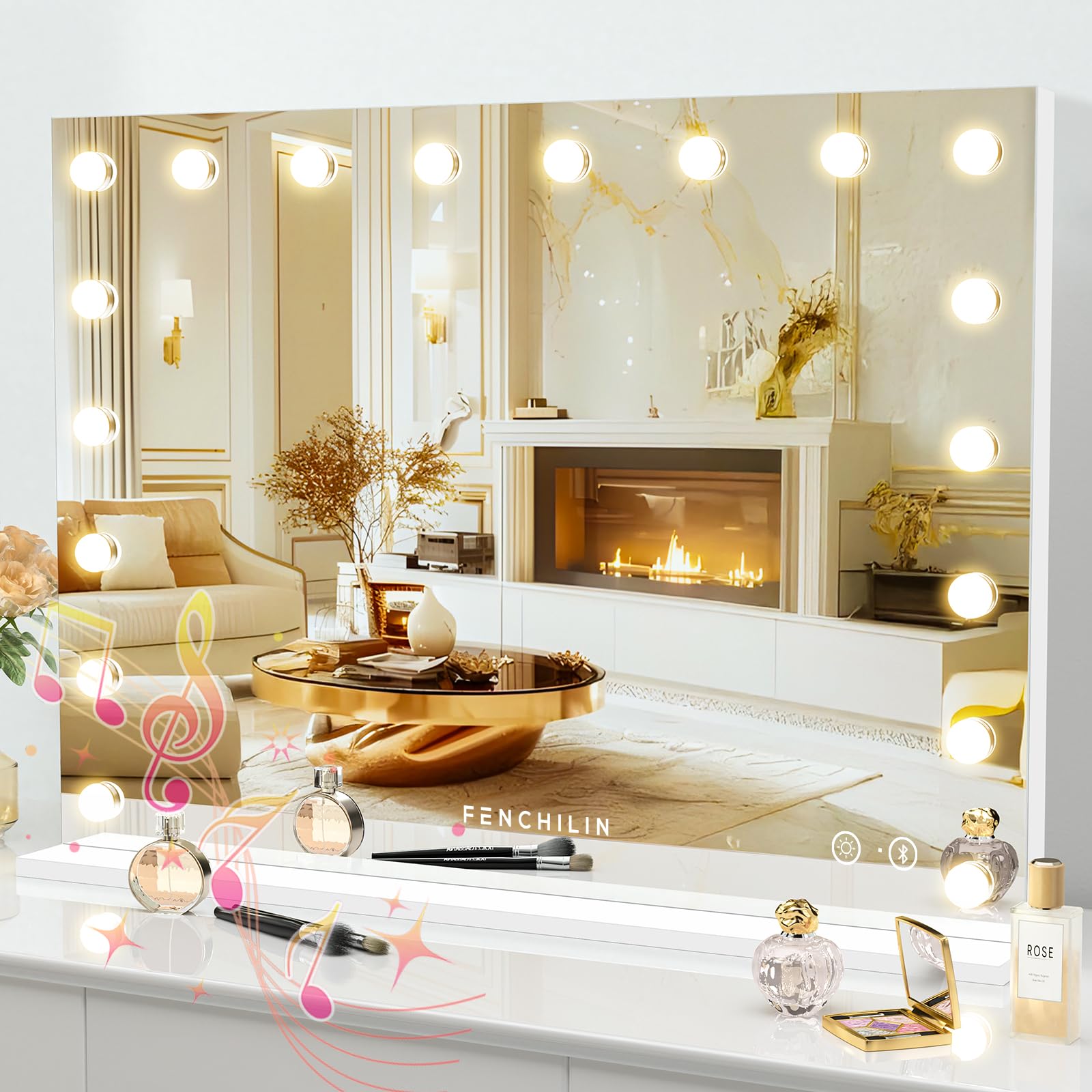 Fenchilin vanity mirror 32x23 full setup ideal for precise makeup.