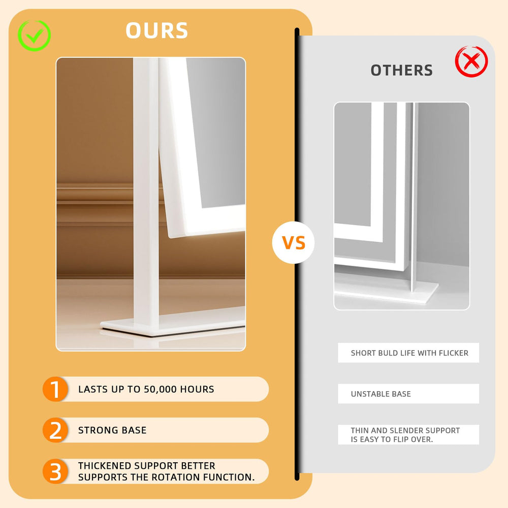 FENCHILIN vanity mirror 360° rotation for versatile viewing angles