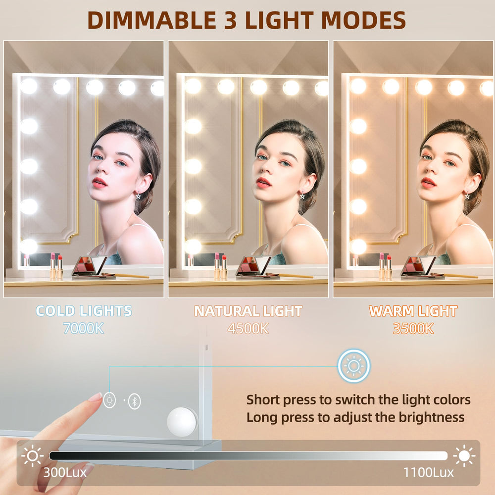 FENCHILIN vanity mirror Bluetooth speaker for hands-free music while applying makeup