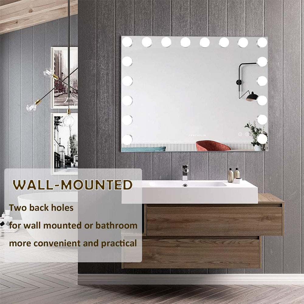 Fenchilin vanity mirror Bluetooth speakers for wireless music.