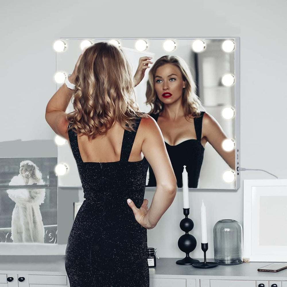 FENCHILIN vanity mirror slim white frame fits bedroom or dressing room decor