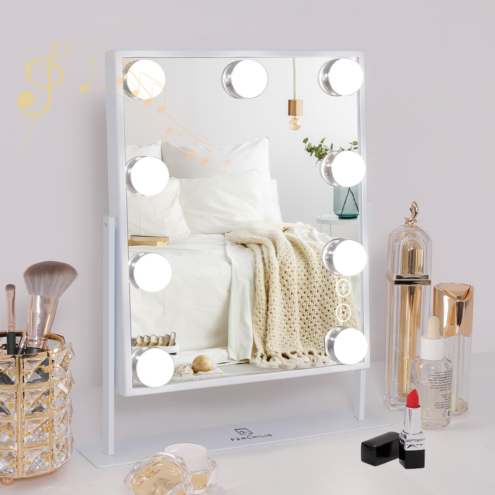 FENCHILIN vanity mirror with lights delivers natural makeup lighting for precise application.