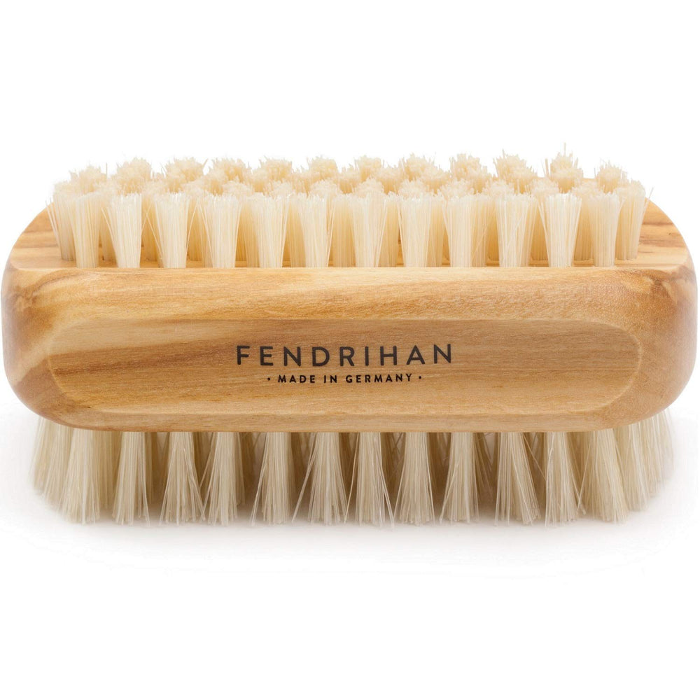 Fendrihan genuine boar bristle nail brush with olive wood handle for gentle cleaning.