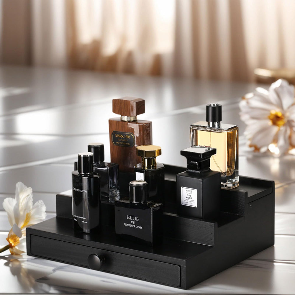 Fengligoo large-capacity shelf stores colognes, jewelry, and watches neatly.