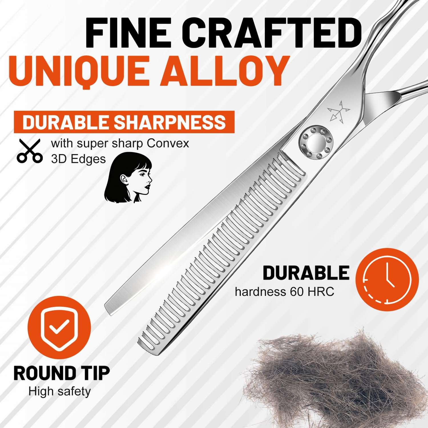 Fengliren thinning scissors compact-weight design offers easy handling during detailed cuts.