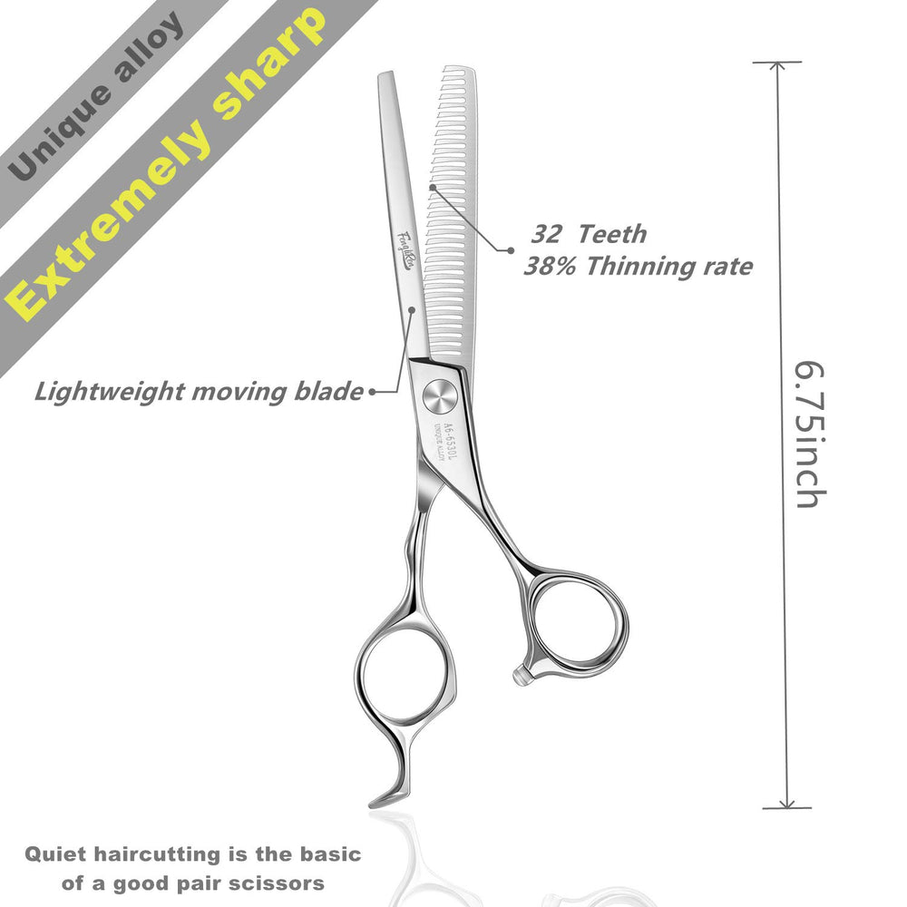 Fengliren thinning scissors ergonomic handle focuses on comfortable grip for long sessions.