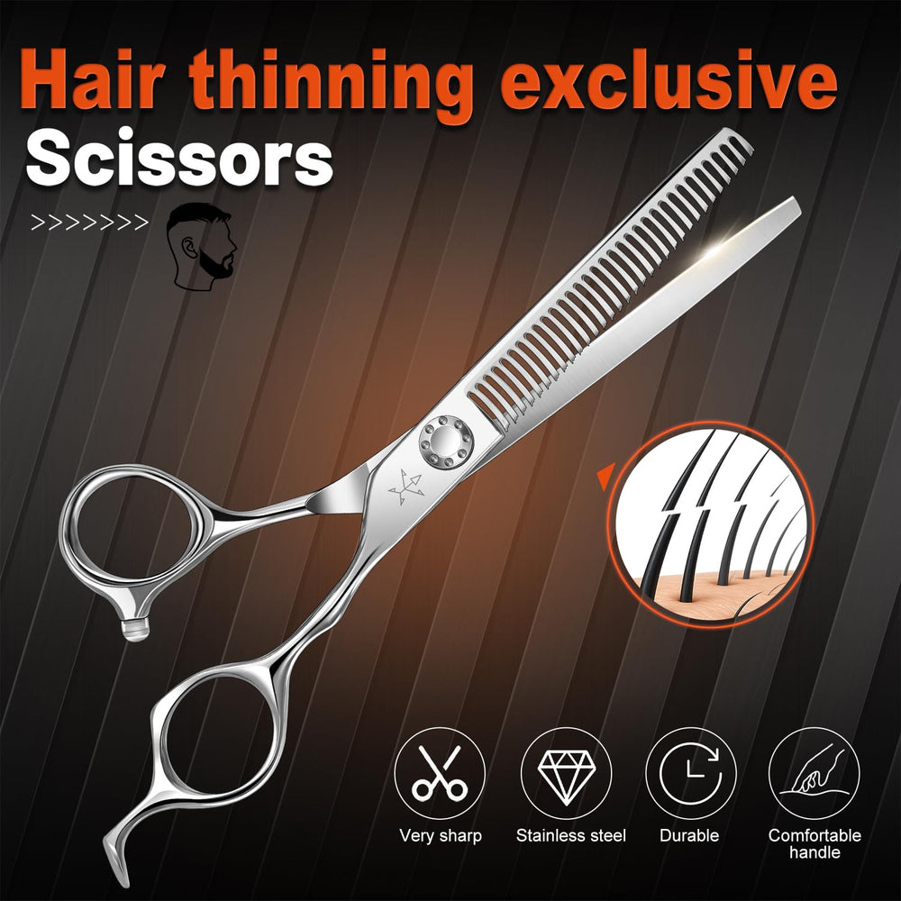 Fengliren thinning scissors stainless steel-alloy body emphasizes longevity and corrosion resistance.