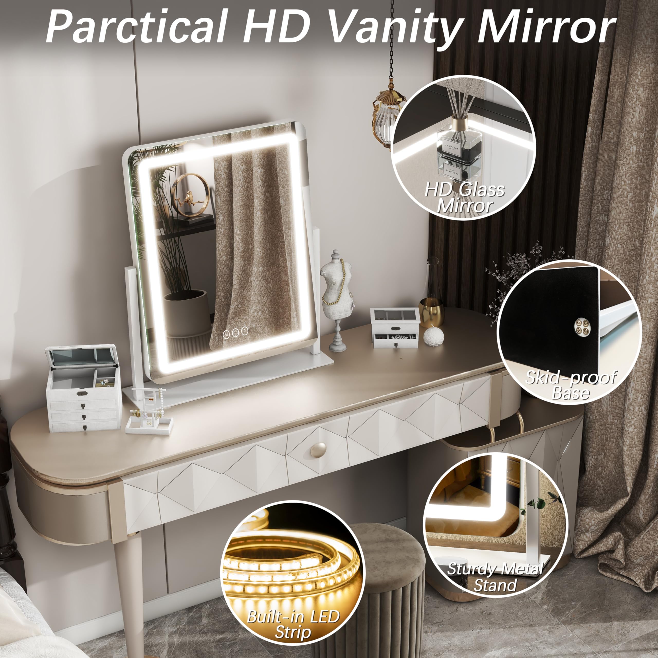 FENNIO dimmable brightness settings tailor lighting for skincare and makeup routines