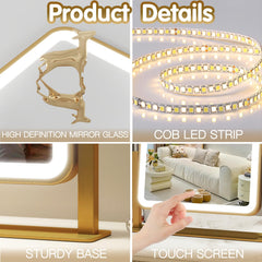FENNIO gold-frame vanity mirror with durable aluminum construction