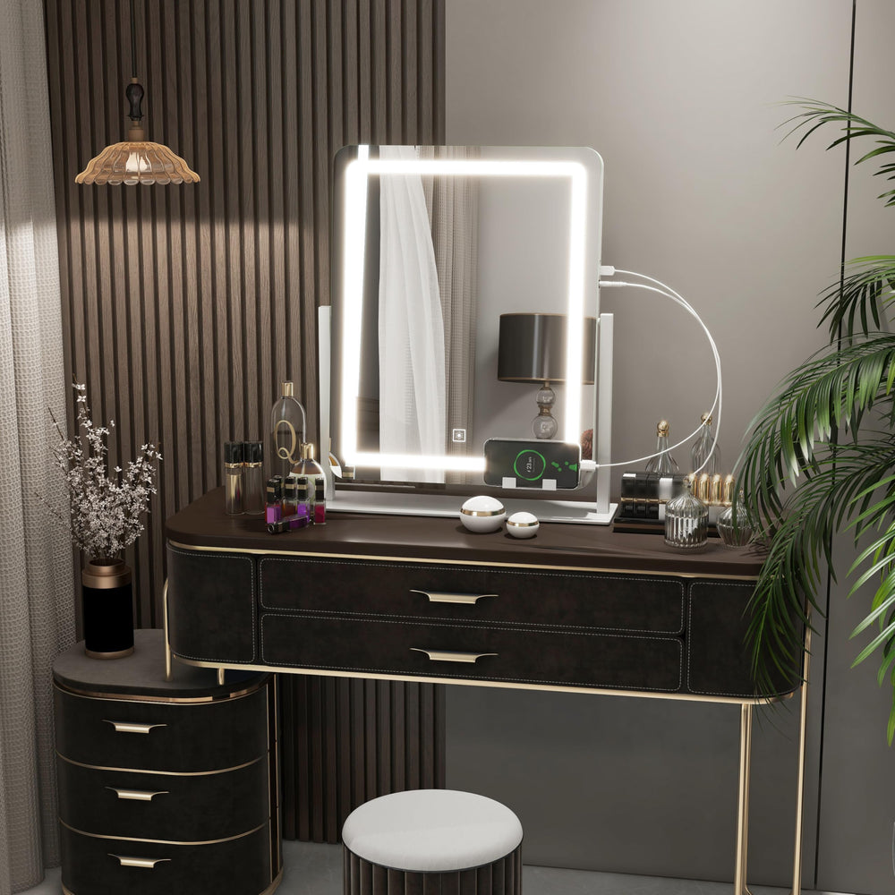 FENNIO large dressing-room mirror supports expansive makeup routines