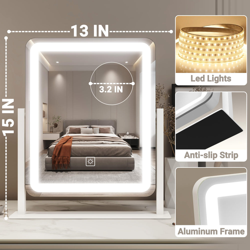 FENNIO LED makeup mirror highlights brightness control from 10% to 100% for detail