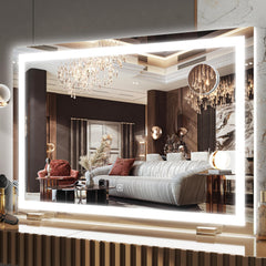 FENNIO makeup mirror front view with bright LEDs for precise makeup application