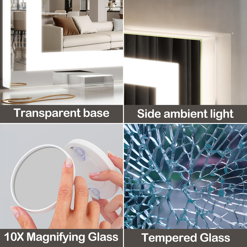 FENNIO makeup mirror size 22x19 provides expansive view during routines
