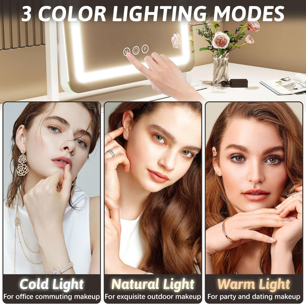 FENNIO vanity mirror features smart touch controls for quick brightness and color adjustments