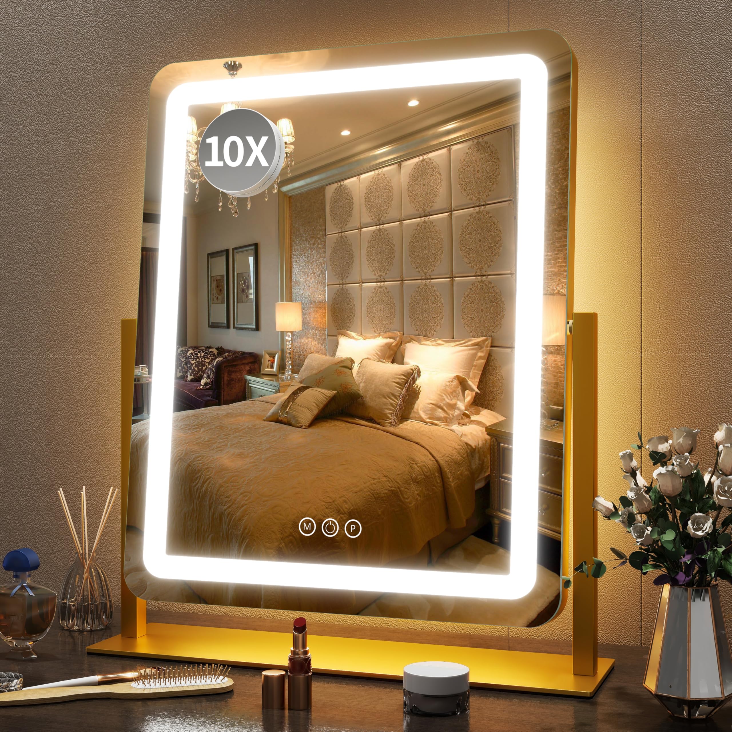 FENNIO vanity mirror 22-inch front view with LED lighting for precise makeup application