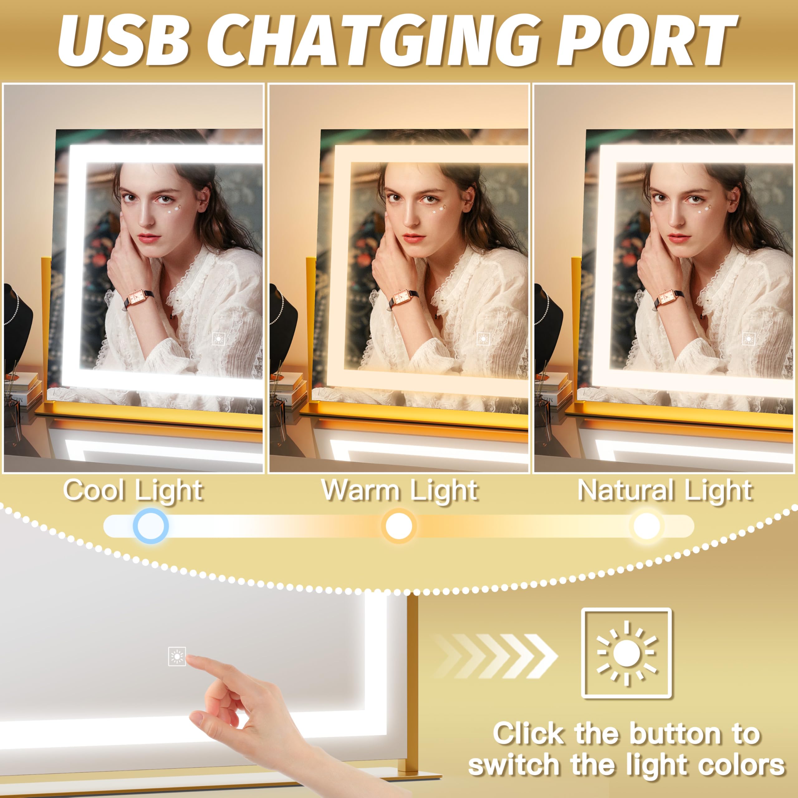 FENNIO vanity mirror offers 360-degree rotation for versatile viewing angles