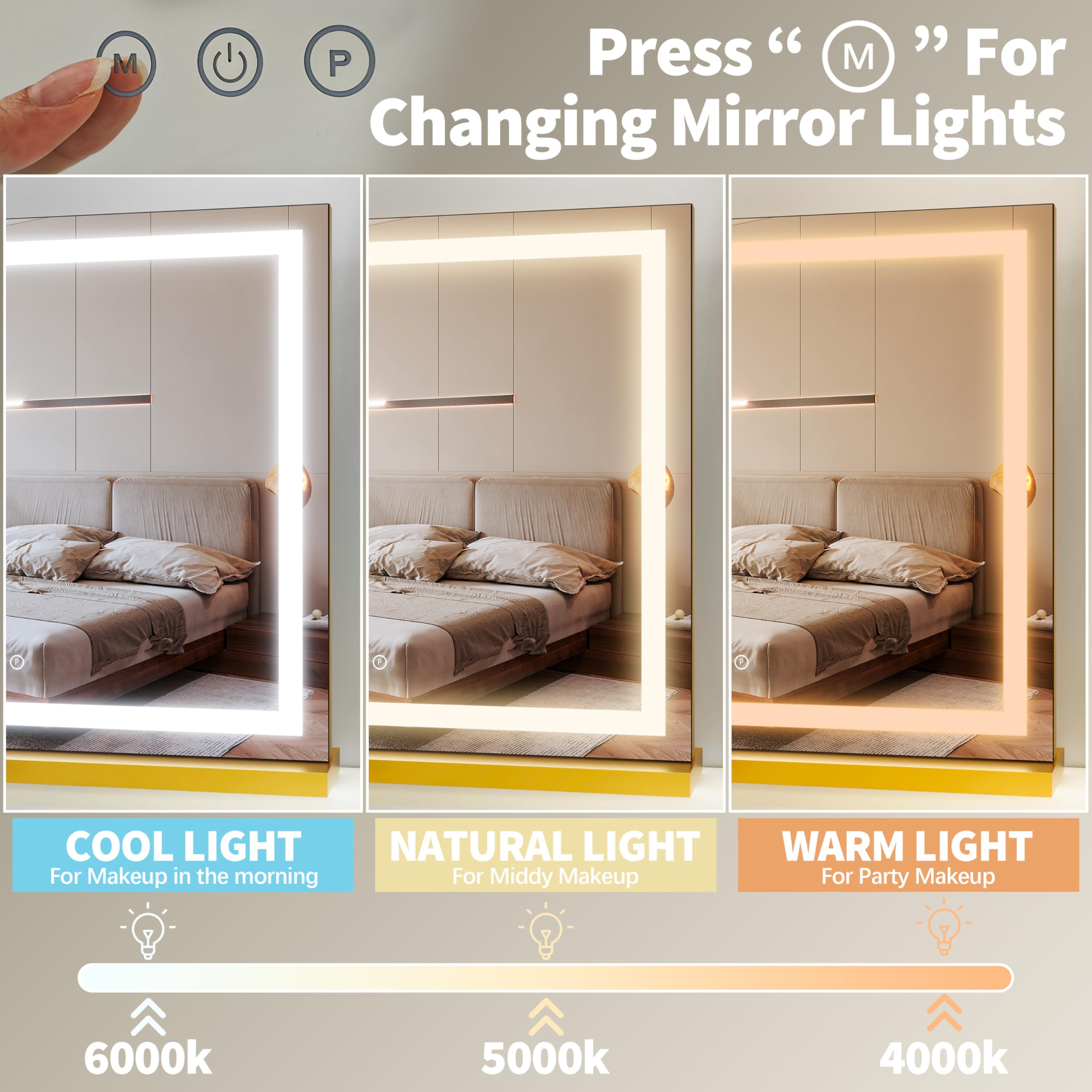 FENNIO vanity mirror adjustable brightness lets you fine-tune intensity for details