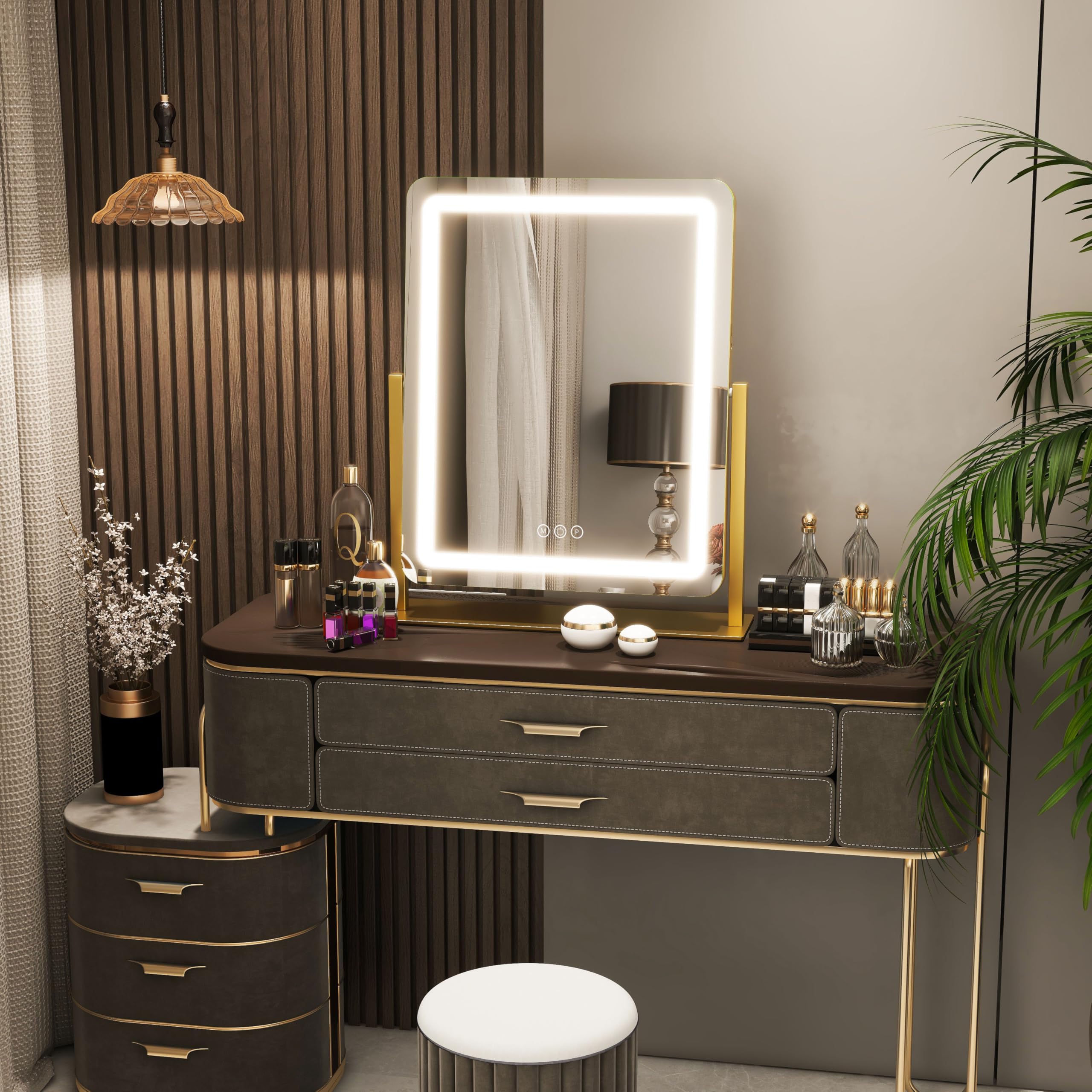 FENNIO vanity mirror aluminum frame close-up highlighting durable construction