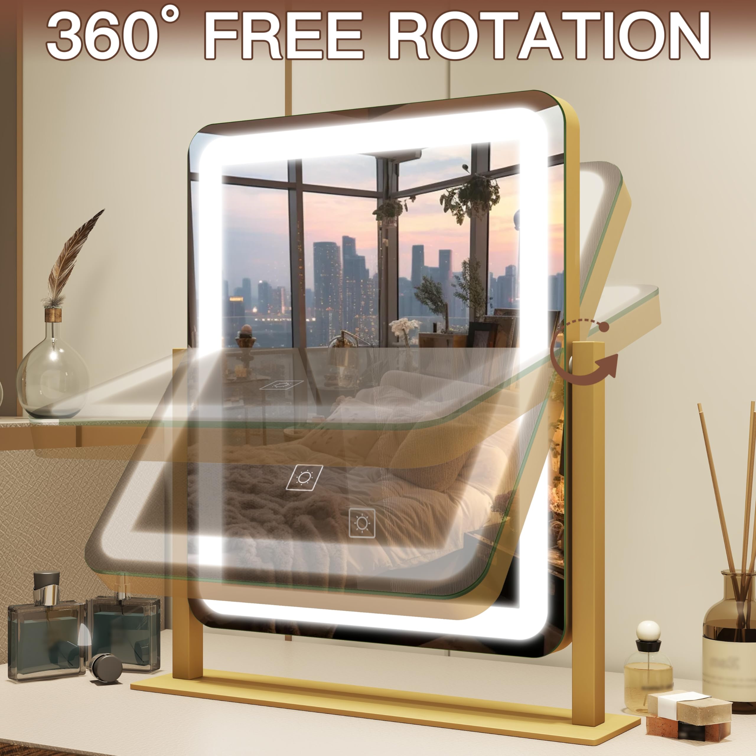 FENNIO vanity mirror aluminum frame detail showing sturdy construction