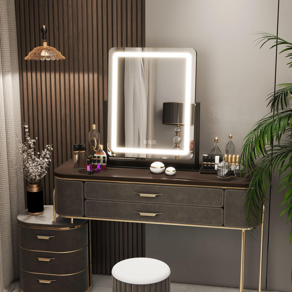 FENNIO vanity mirror in a bedroom scene enhances morning routine ambiance.