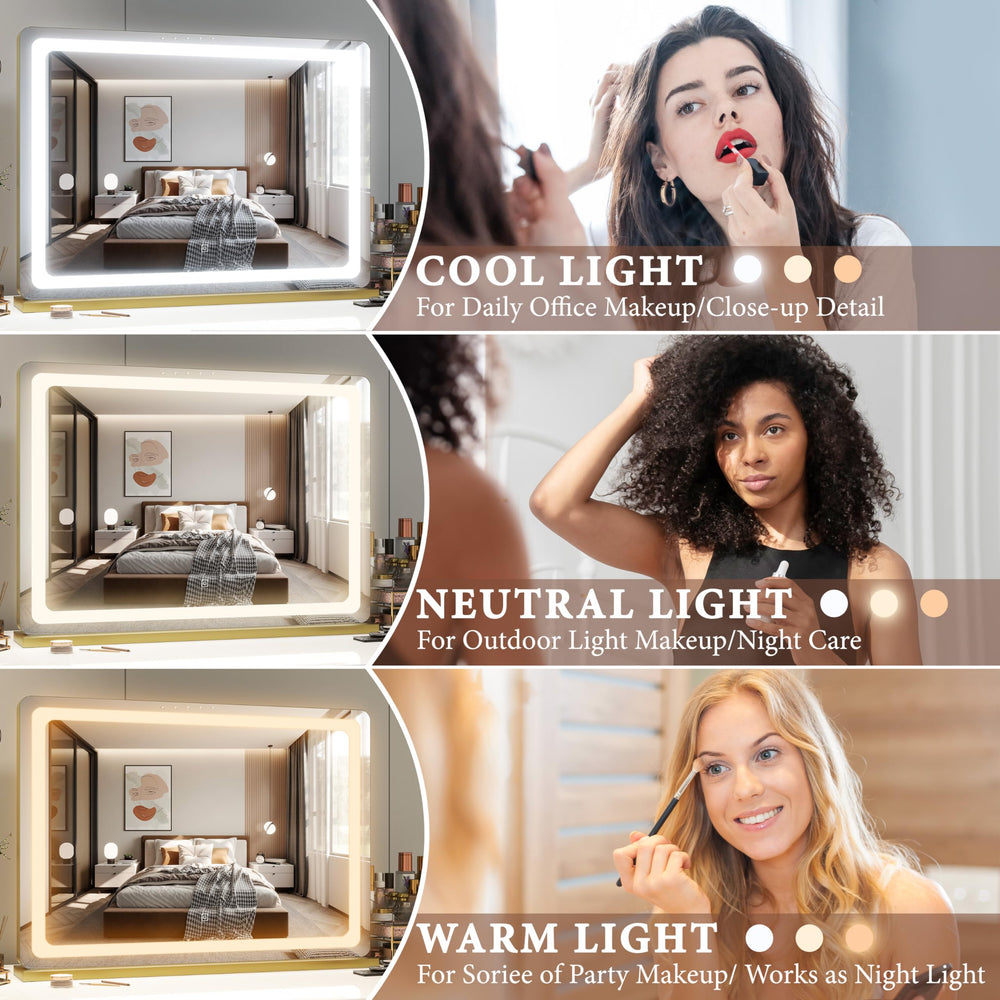 FENNIO vanity mirror brightness modes allowing precise lighting for skincare and makeup