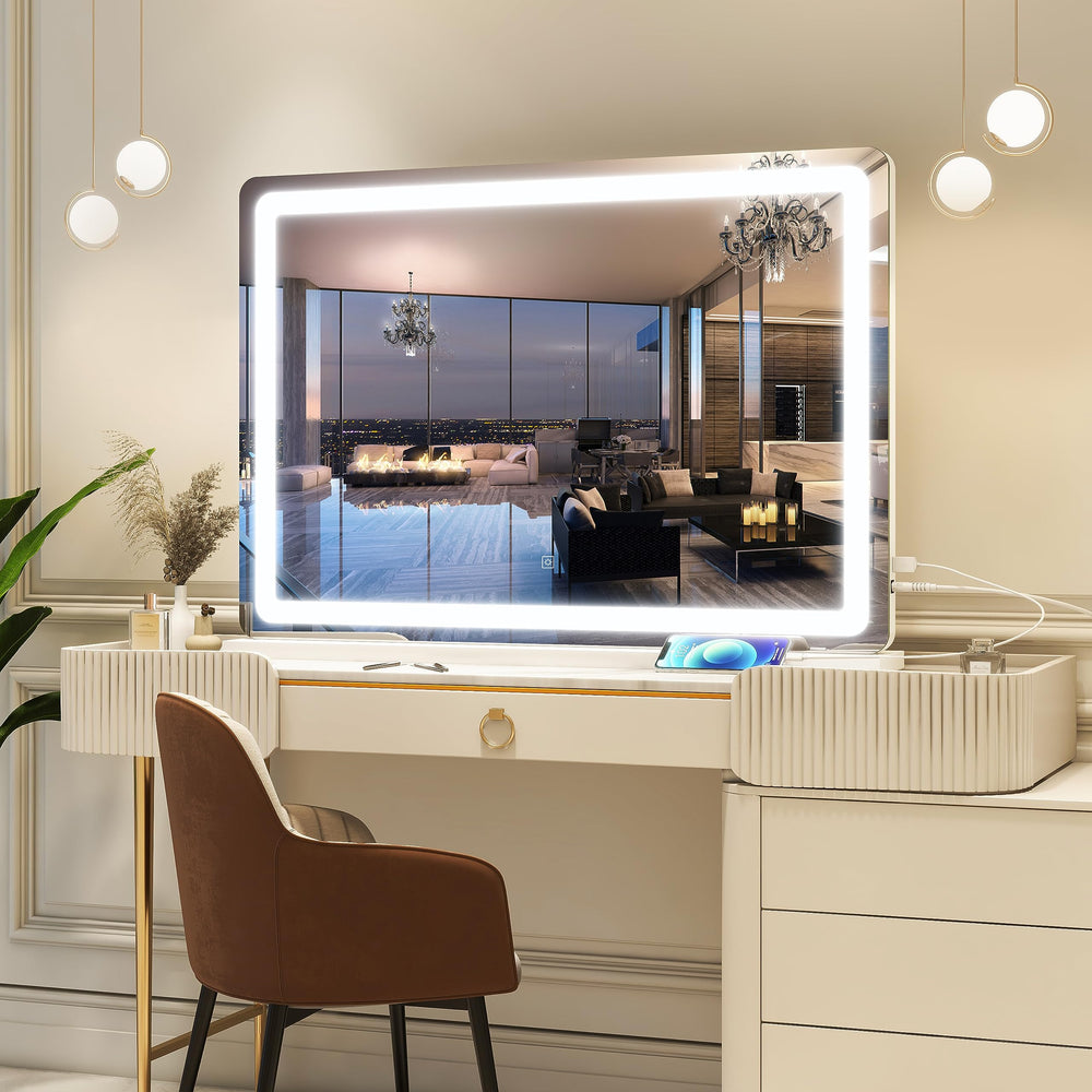 FENNIO vanity mirror desk setup for tabletop beauty routines.