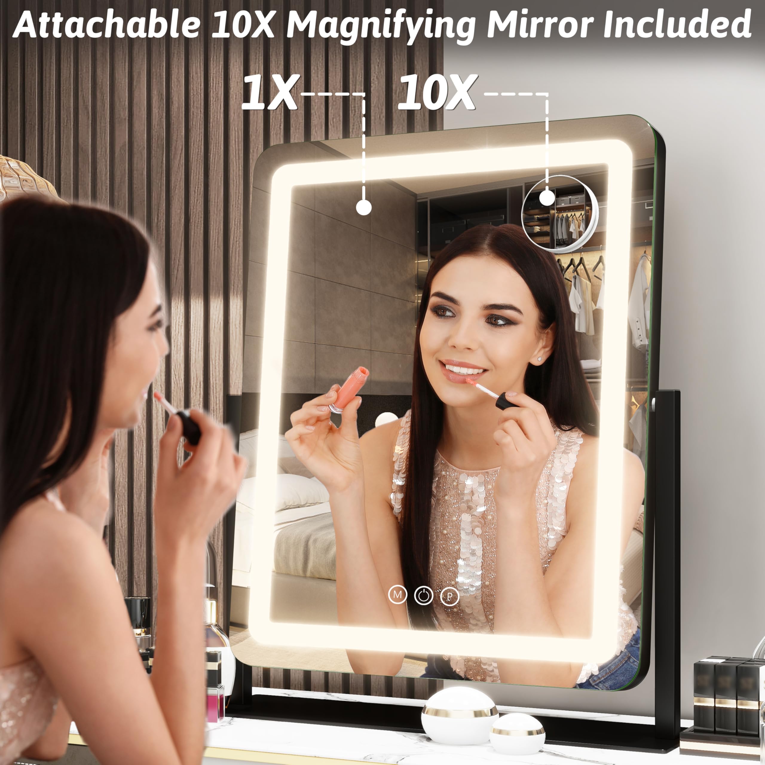 FENNIO vanity mirror glass panel offers clear reflection for precise makeup.
