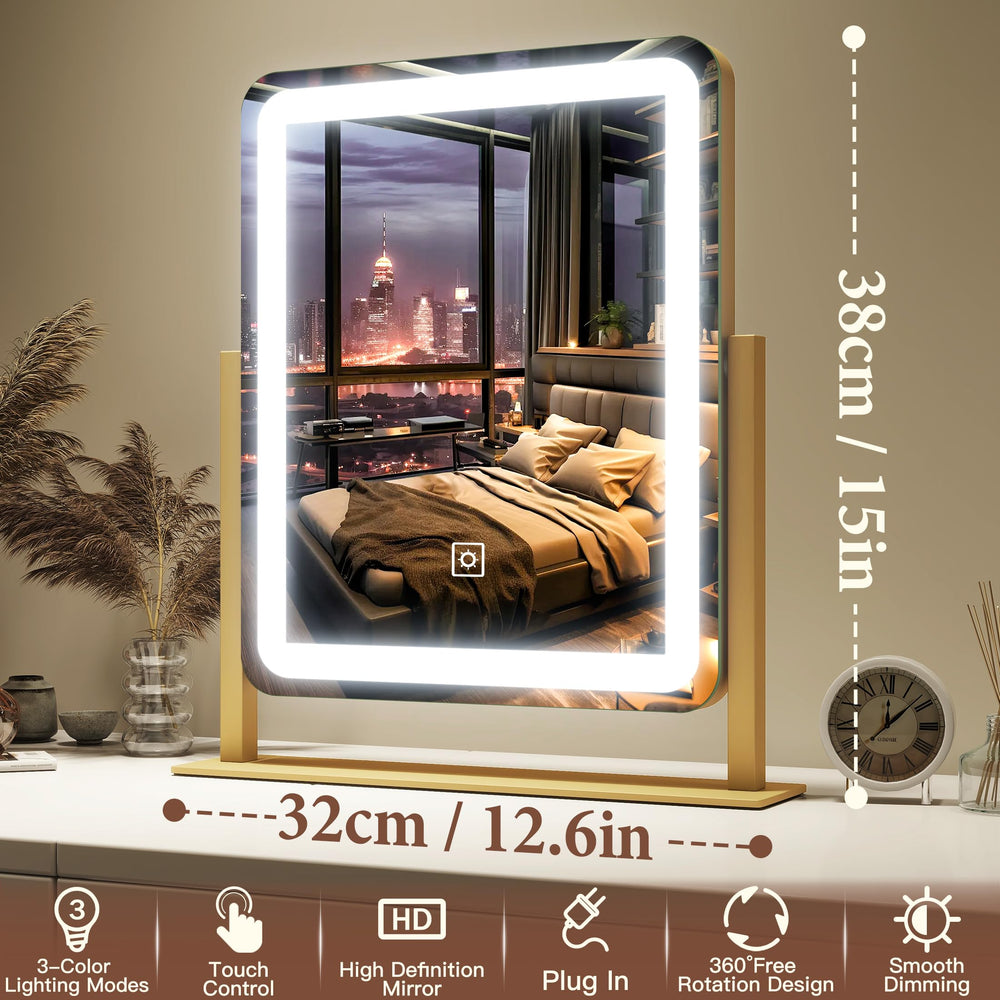 FENNIO vanity mirror LED side angle demonstrating adjustable tilt for precise angles