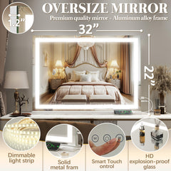 FENNIO vanity mirror lighting modes show cool, warm, and natural options for makeup; versatile illumination.
