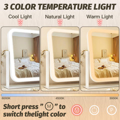 FENNIO vanity mirror lights lit-setup demonstrates three-color modes for versatile makeup environments.