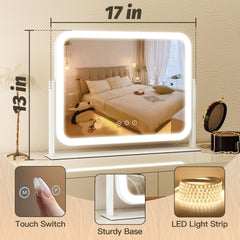 FENNIO vanity mirror with lights side angle showcases compact desk-friendly profile.