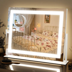 FENNIO vanity mirror lights 22x18 front view enhances makeup demarcation and alignment.