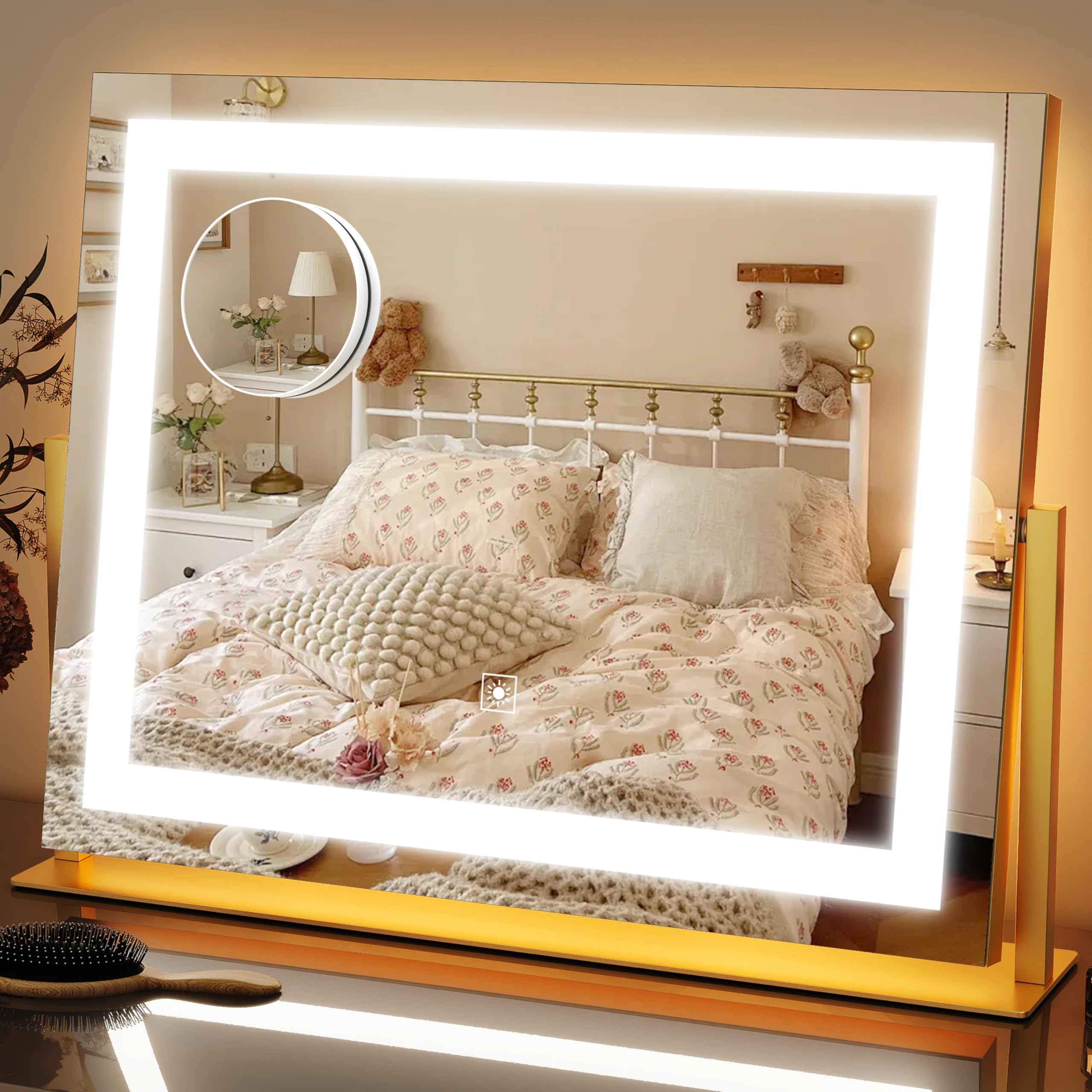 FENNIO vanity mirror with lights, 22x18 inch surface for precise makeup application