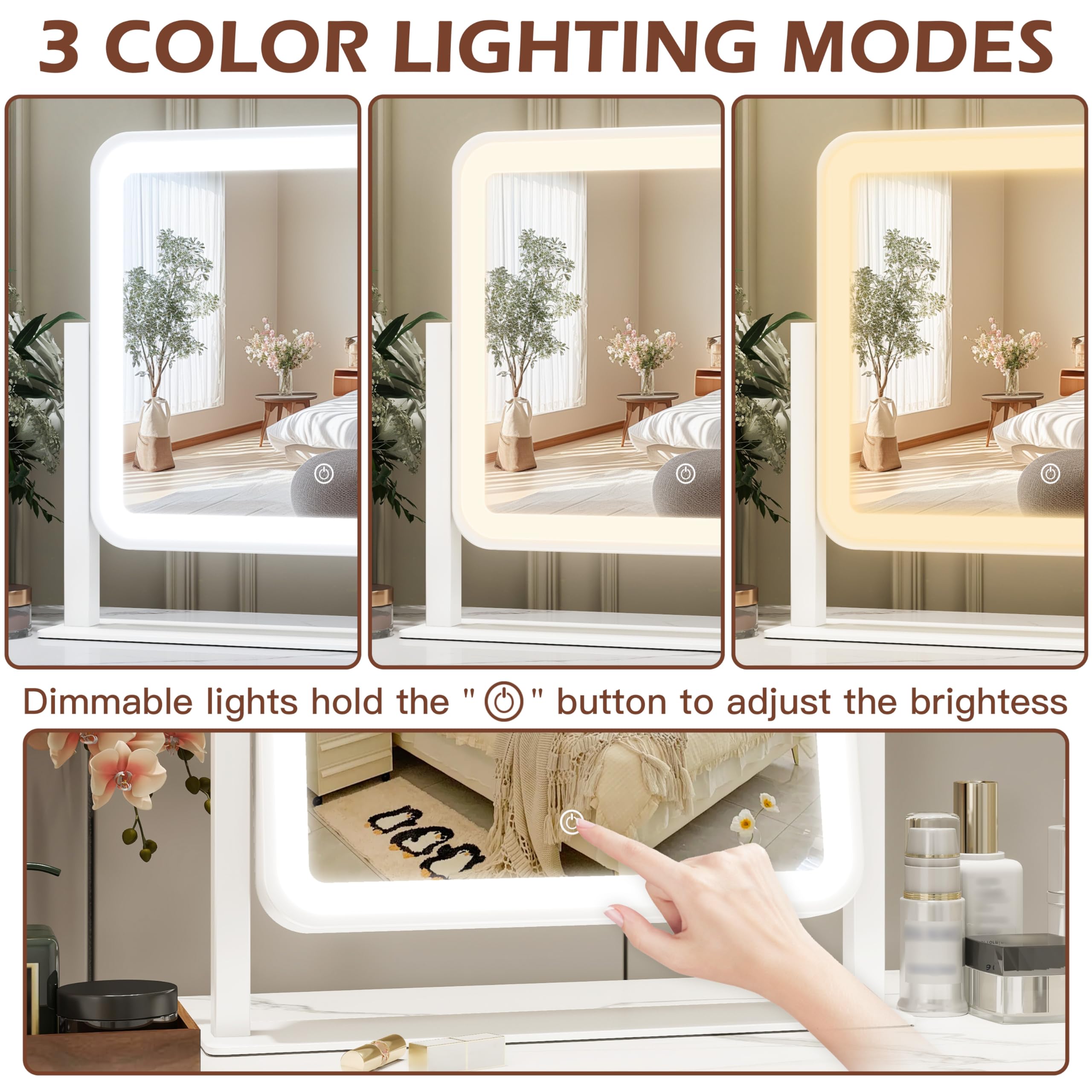 FENNIO vanity mirror lights three color settings suitable for day or night routines.
