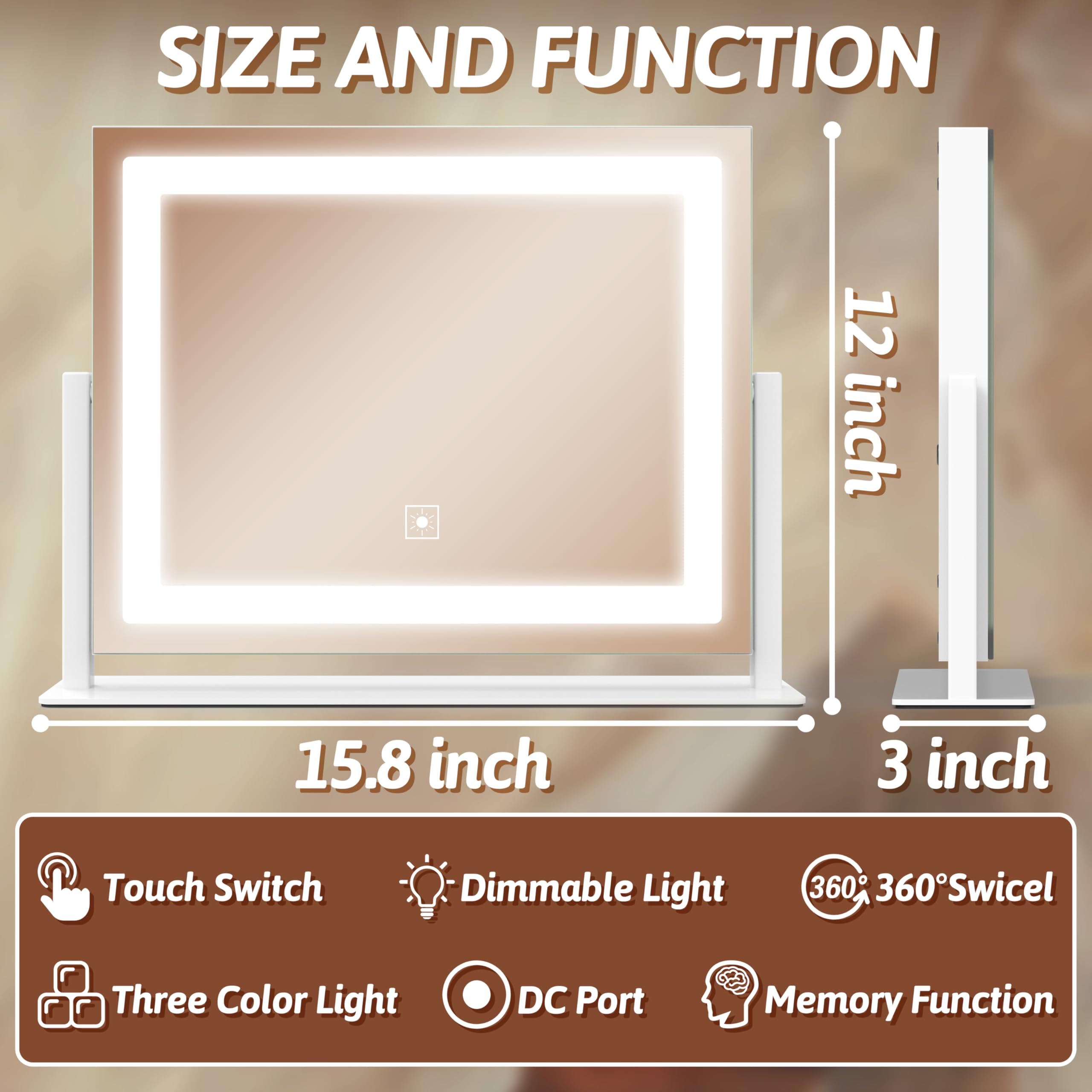 FENNIO vanity mirror lights 360-rotation enables flexible angle viewing