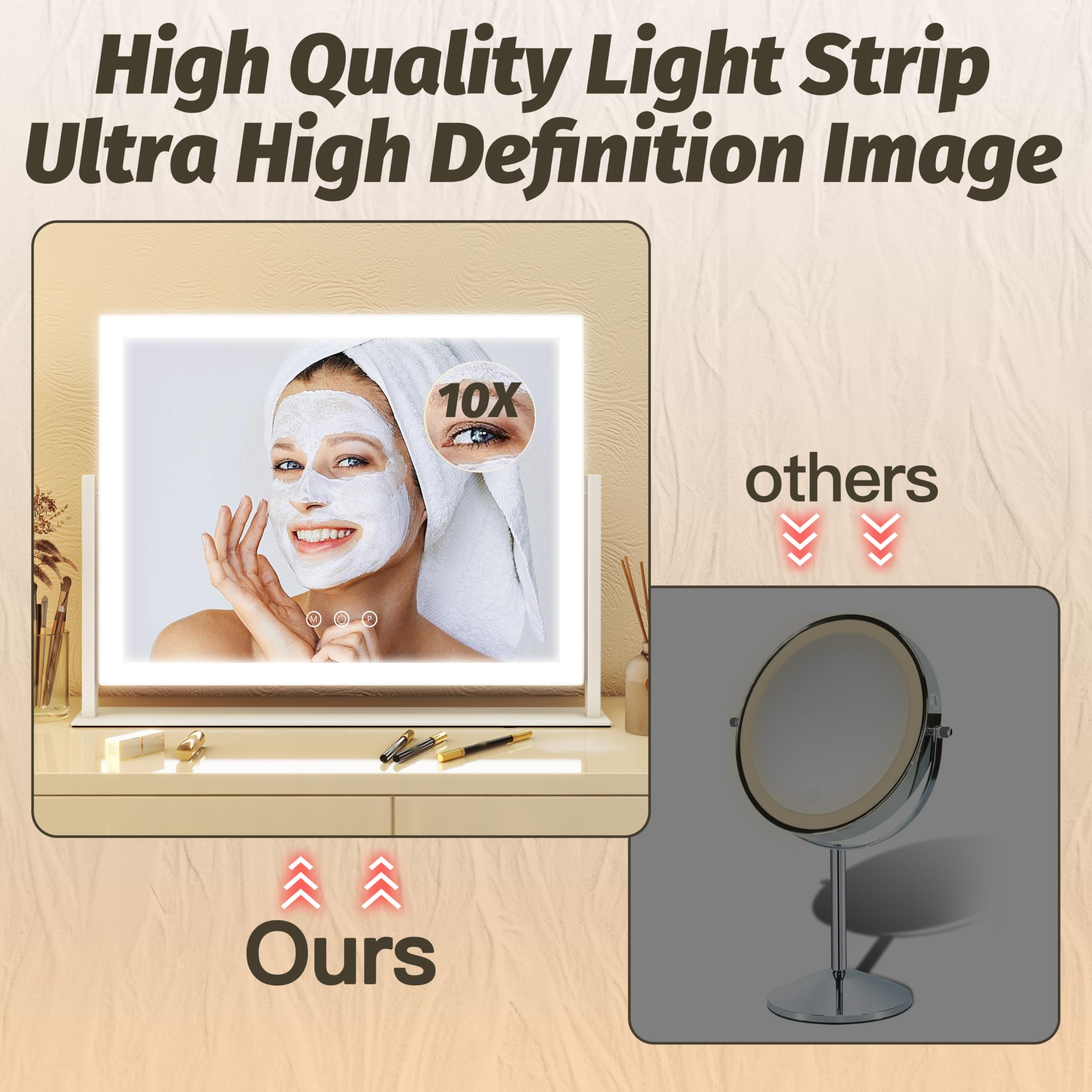 FENNIO Vanity Mirror 360-rotation demonstrates precise angle adjustment for flattering views