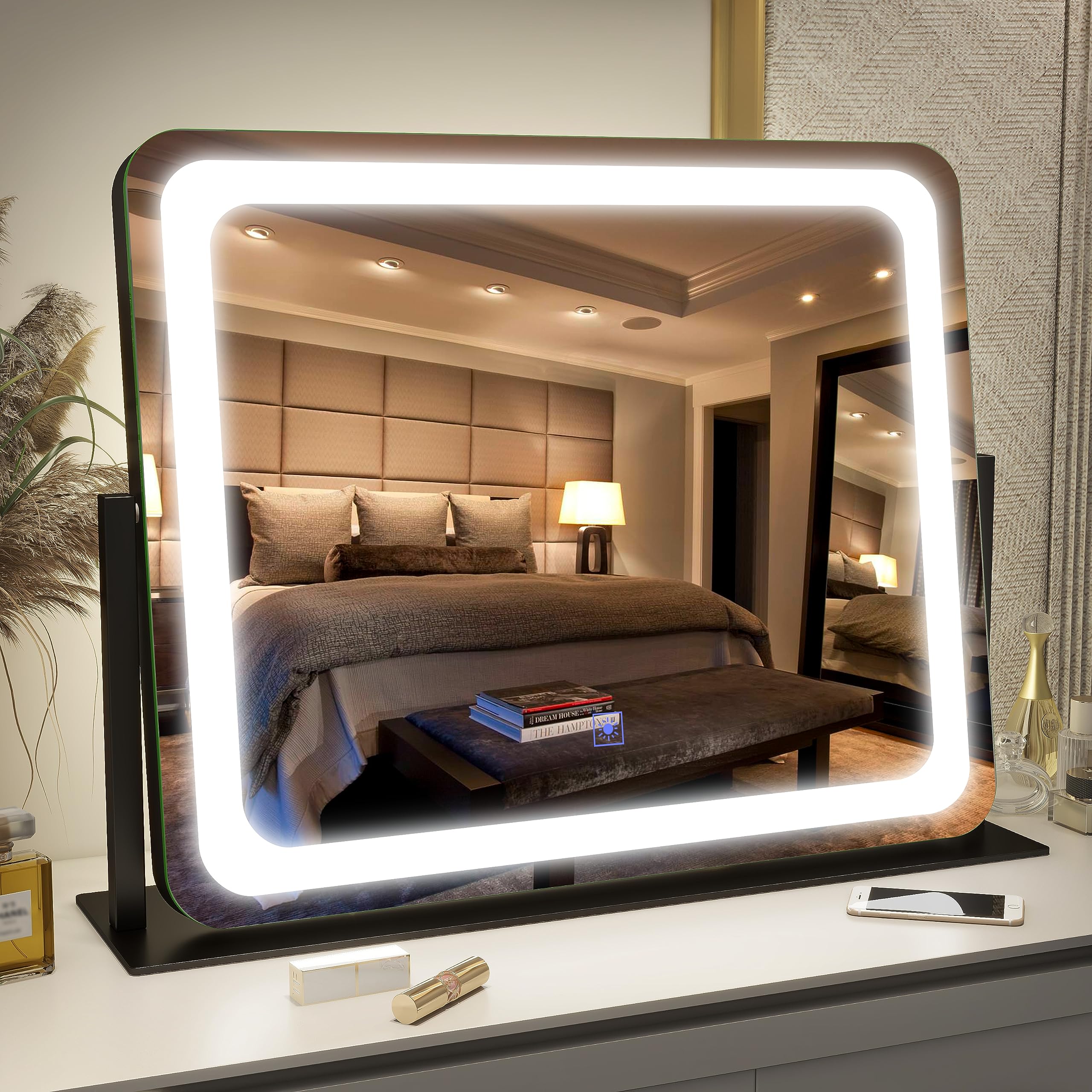 FENNIO vanity mirror lights front view shows large 22x17 inch frame for full-face makeup