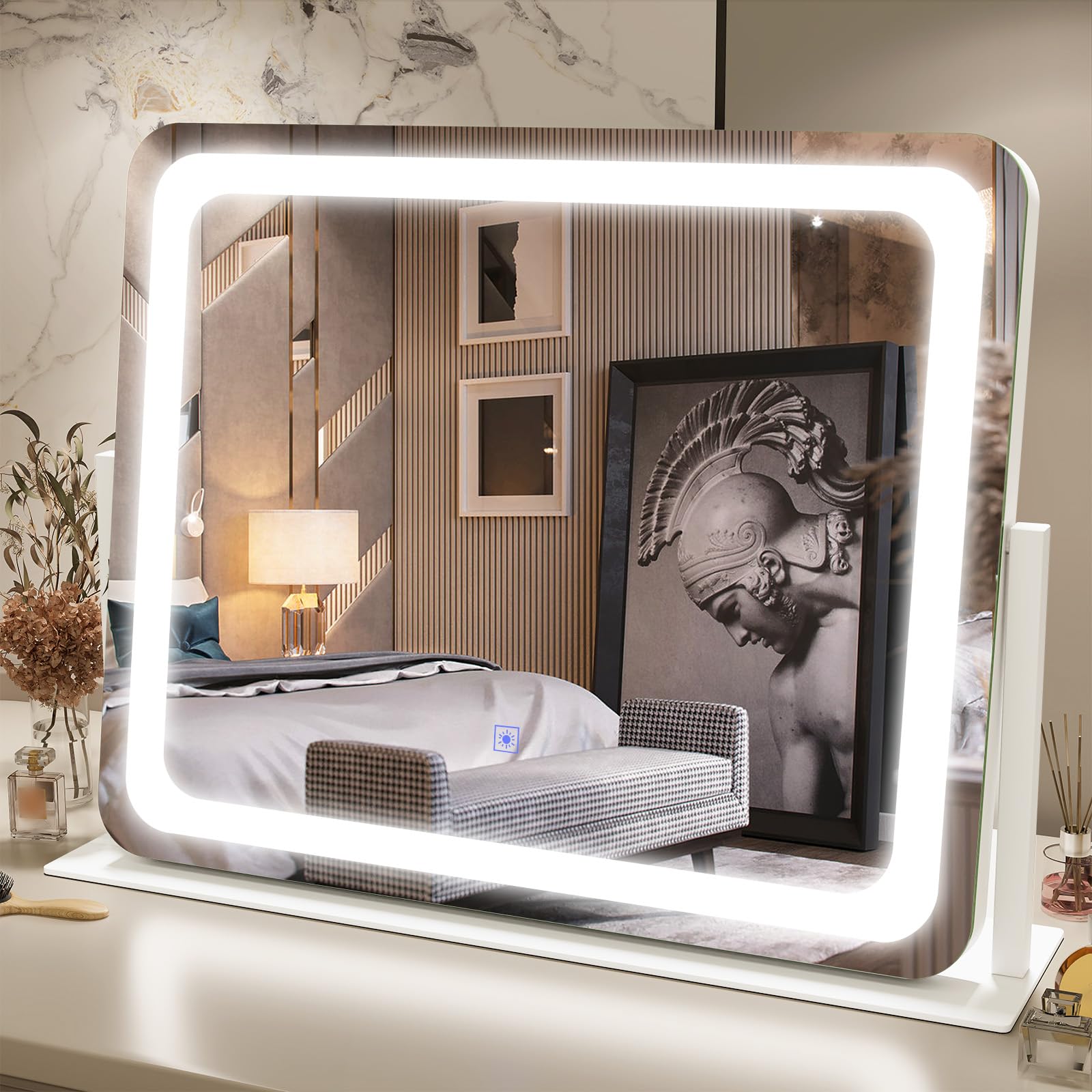 FENNIO vanity mirror lights front view for clear makeup prep and improved accuracy