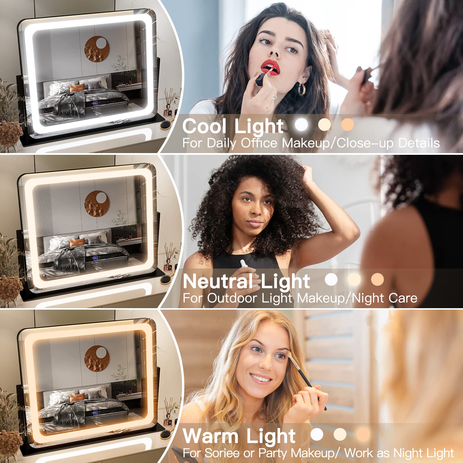 FENNIO vanity mirror lights side view showing slim profile and durable aluminum frame
