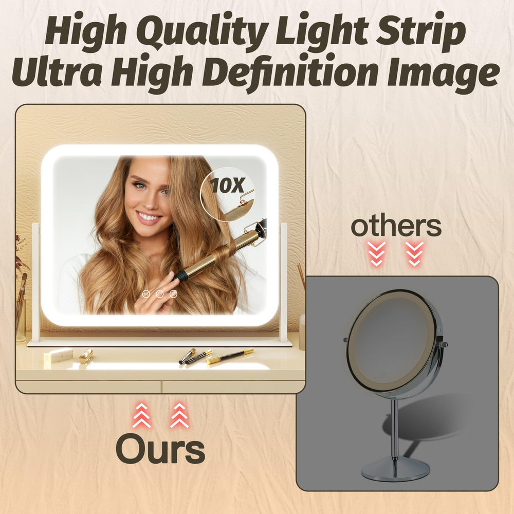 FENNIO vanity mirror lights smart-touch demonstrates intuitive control for quick makeup.