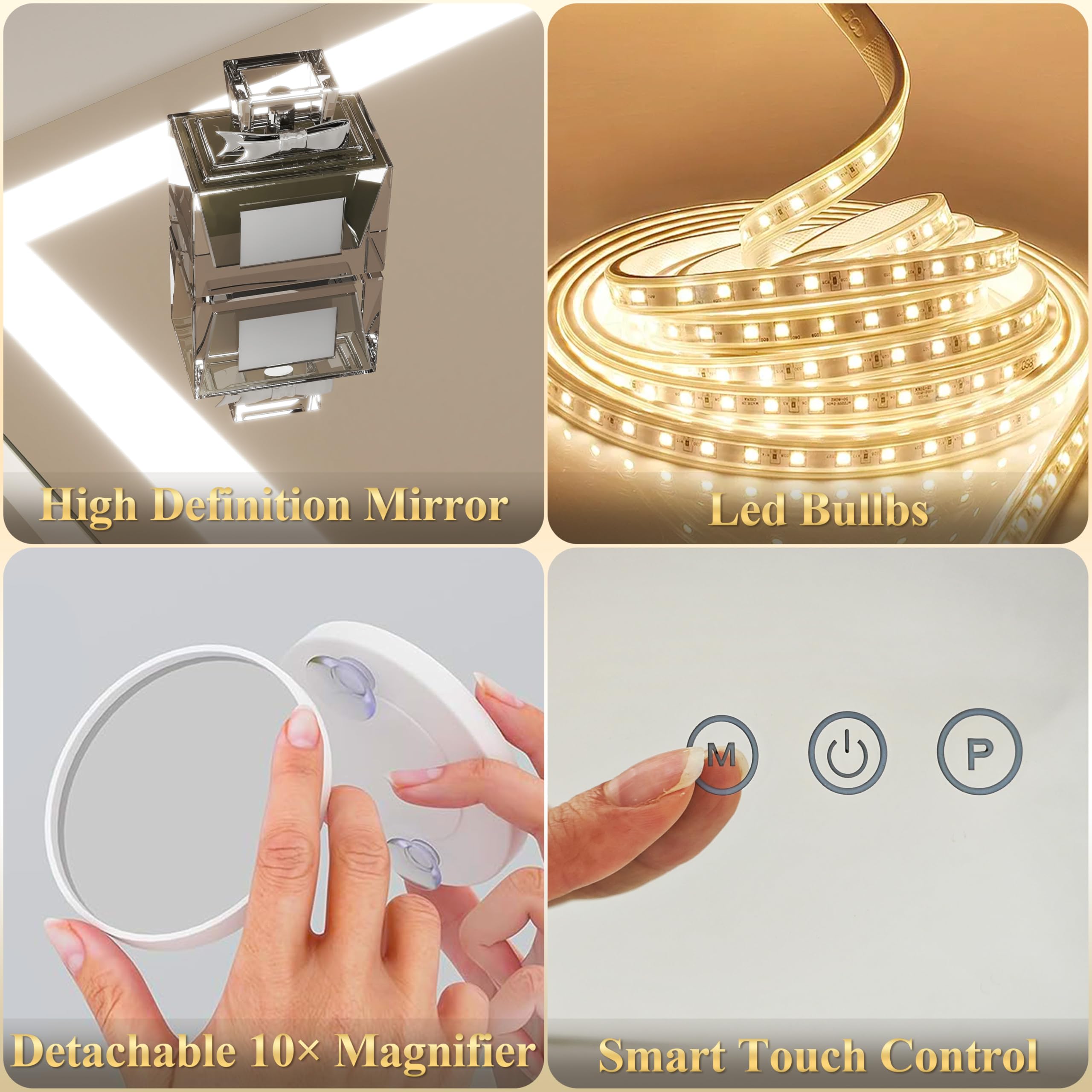 FENNIO vanity mirror lights USB powered design offers flexible setup.