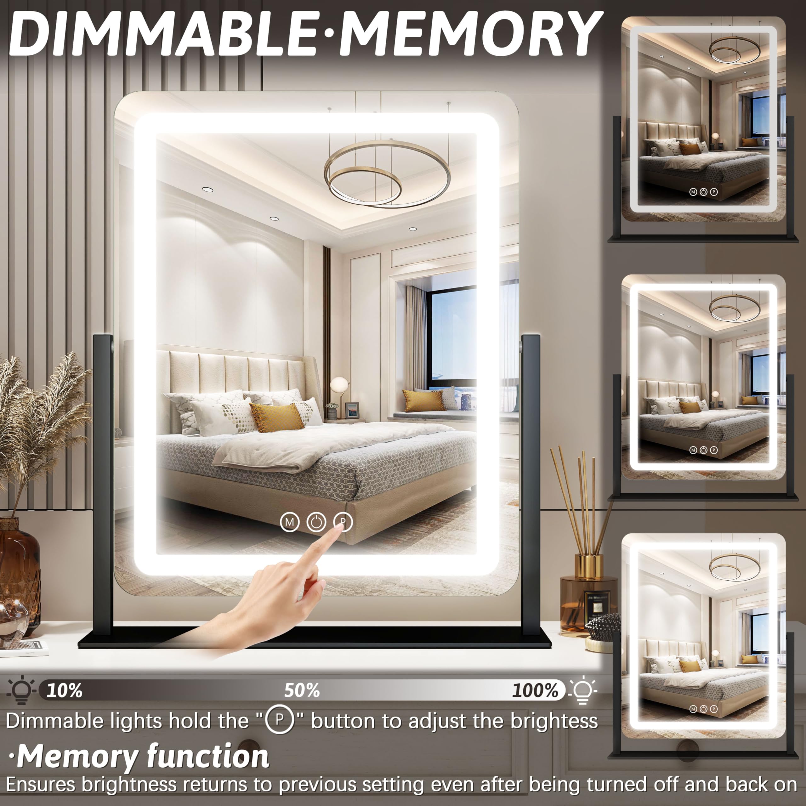 FENNIO vanity mirror smart touch controls offer quick color and brightness changes.