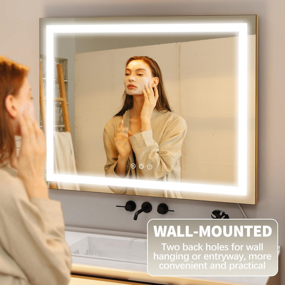 FENNIO square gold frame adds a luxe modern touch to vanity spaces