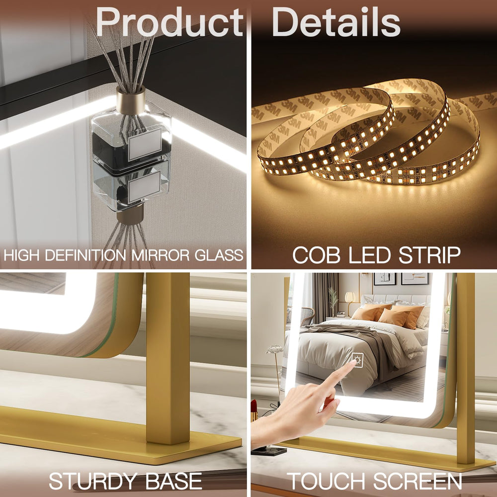FENNIO vanity mirror tabletop use shown on a desk setup