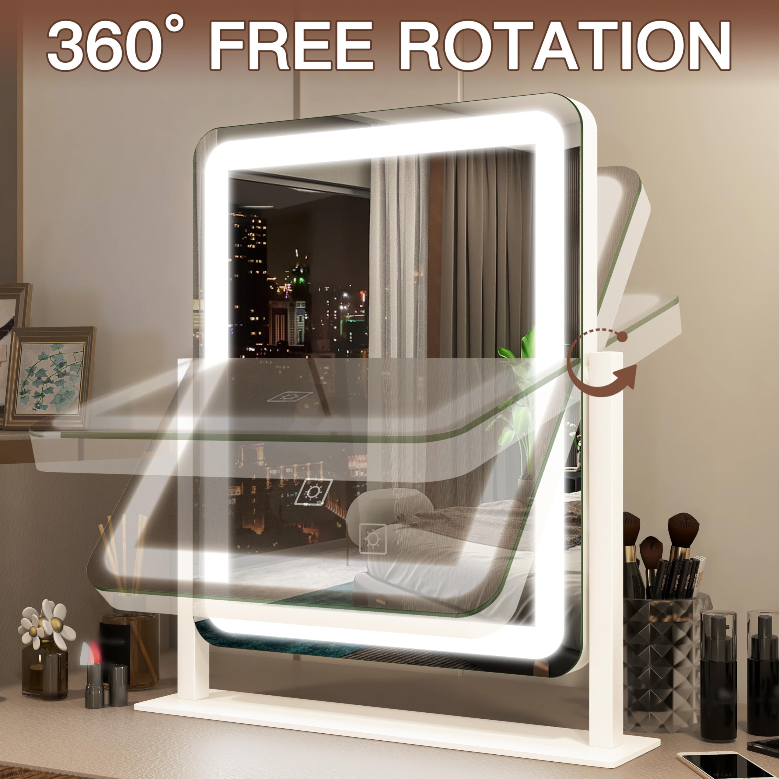 FENNIO vanity mirror touch panel image underlines effortless one-touch power and color changes