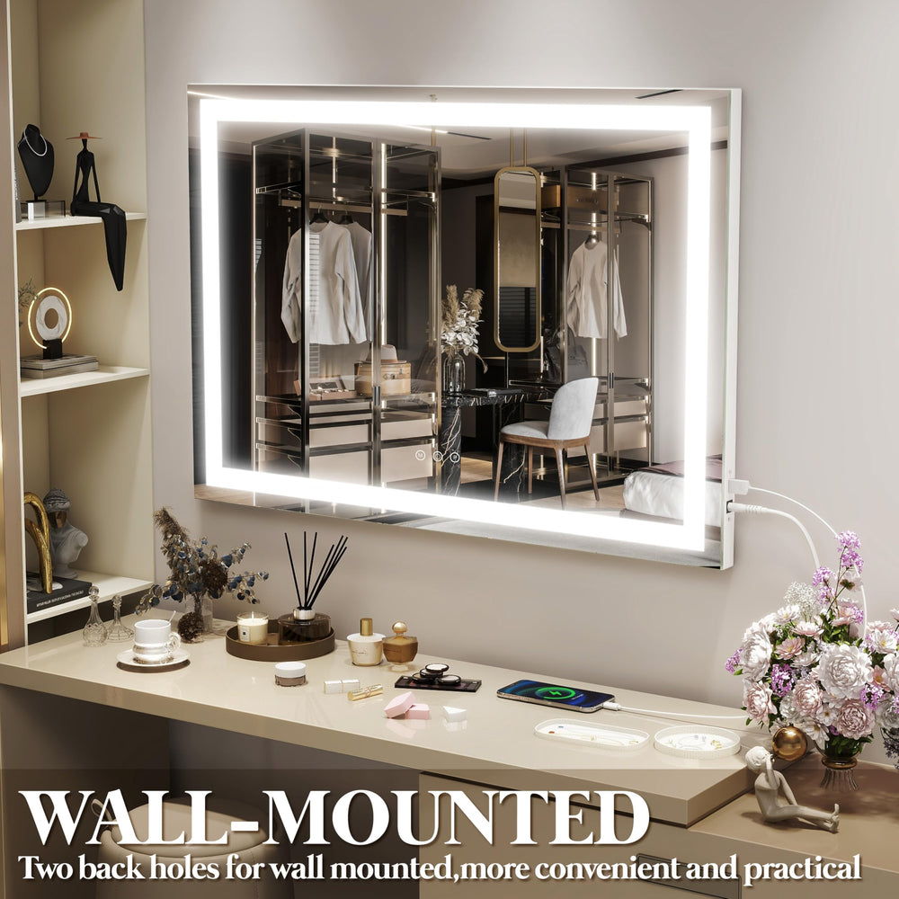 FENNIO vanity mirror USB port enables convenient device charging while getting ready.
