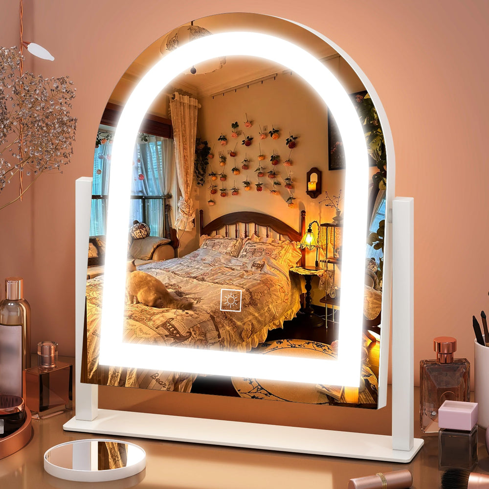 FENNIO vanity mirror with lights front view highlights bright LEDs for precise, even makeup application
