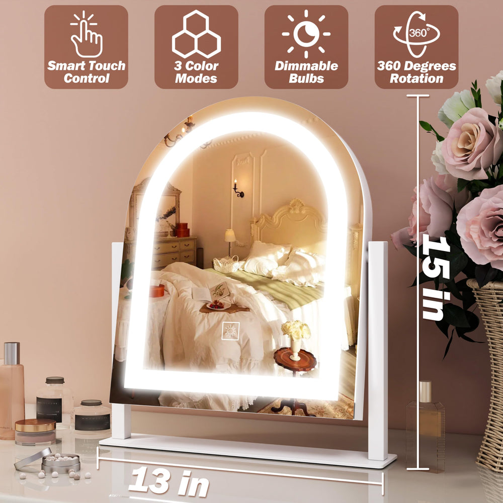 FENNIO vanity mirror with lights 360° tilt demonstrates adjustable angle for comfortable viewing