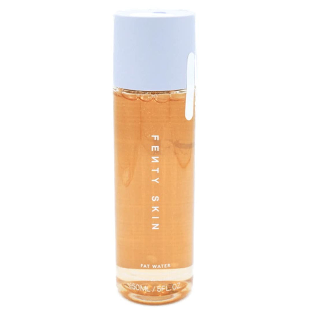 Fenty Skin Fat Water bottle close-up showing pore-refining benefits.