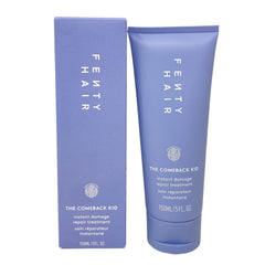Fenty Beauty Fenty Hair The Comeback Kid bottle closeup highlighting repair for damaged hair.